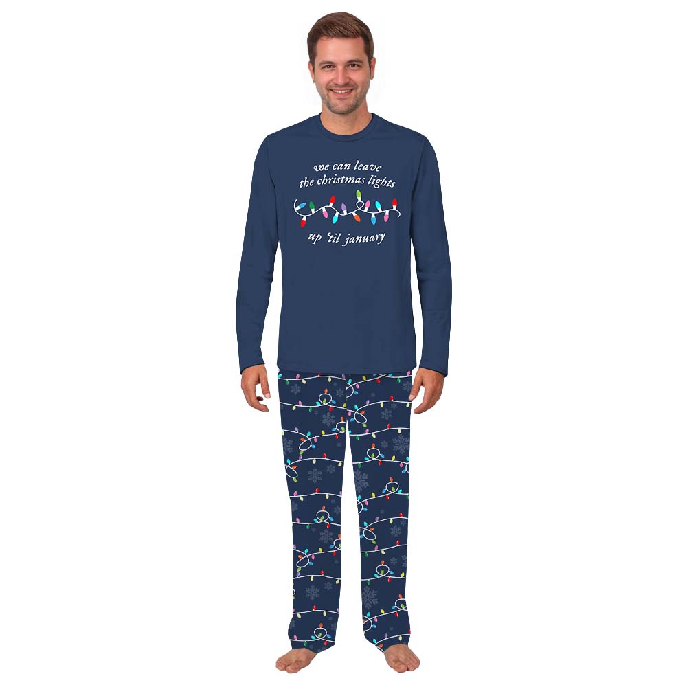 Matching Family Christmas Light Pajama Top And Bottoms Blue Matching Family Christmas Light Pajama Top And Bottoms Blue