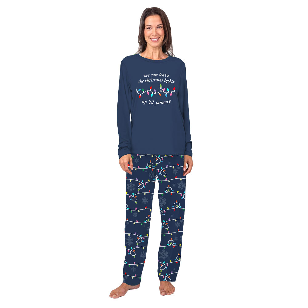 Matching Family Christmas Light Pajama Top And Bottoms Blue Matching Family Christmas Light Pajama Top And Bottoms Blue