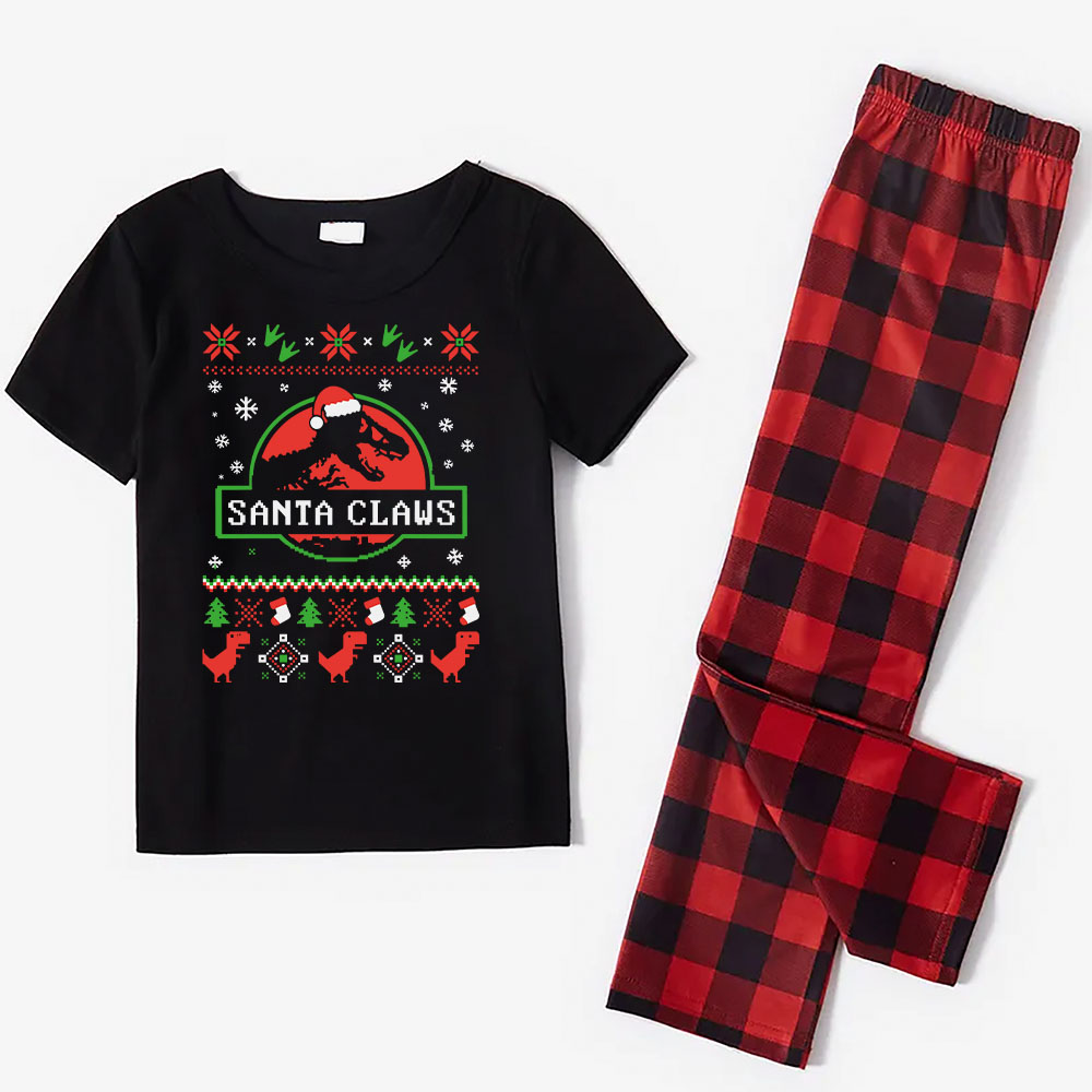 Dinosaur Christmas Pajamas For The Whole Family Short Sleeve Dinosaur Christmas Pajamas For The Whole Family Short Sleeve