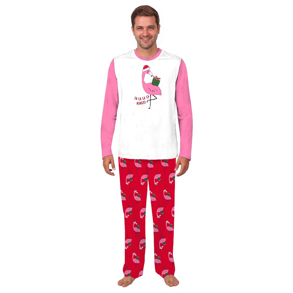 Festive Pink Christmas Flamingo Pajama Tops And Pants Festive Pink Christmas Flamingo Pajama Tops And Pants