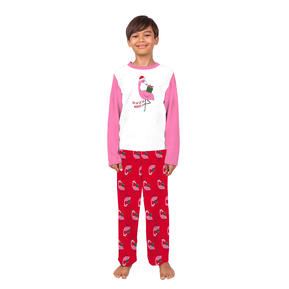 Festive Pink Christmas Flamingo Pajama Tops And Pants Festive Pink Christmas Flamingo Pajama Tops And Pants