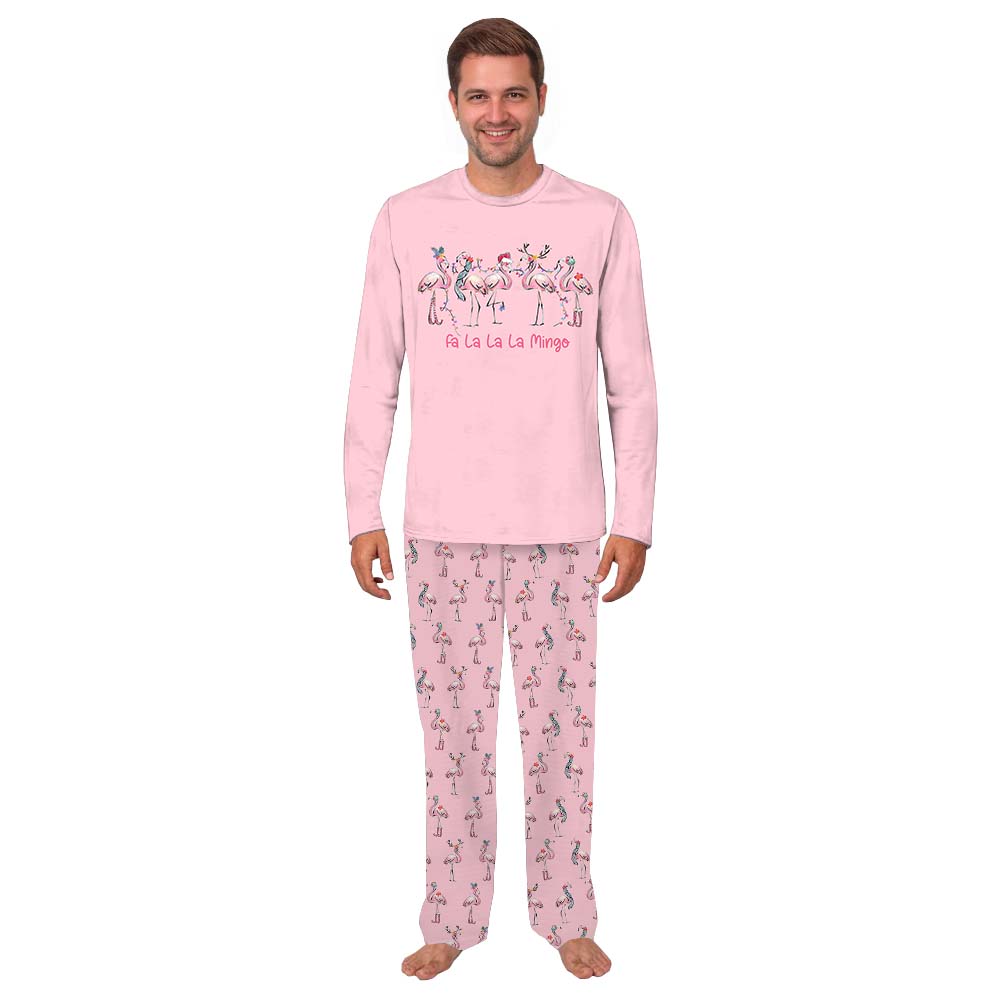 Pink Unisex Matching Family Flamingo Christmas Pajamas Pink Unisex Matching Family Flamingo Christmas Pajamas
