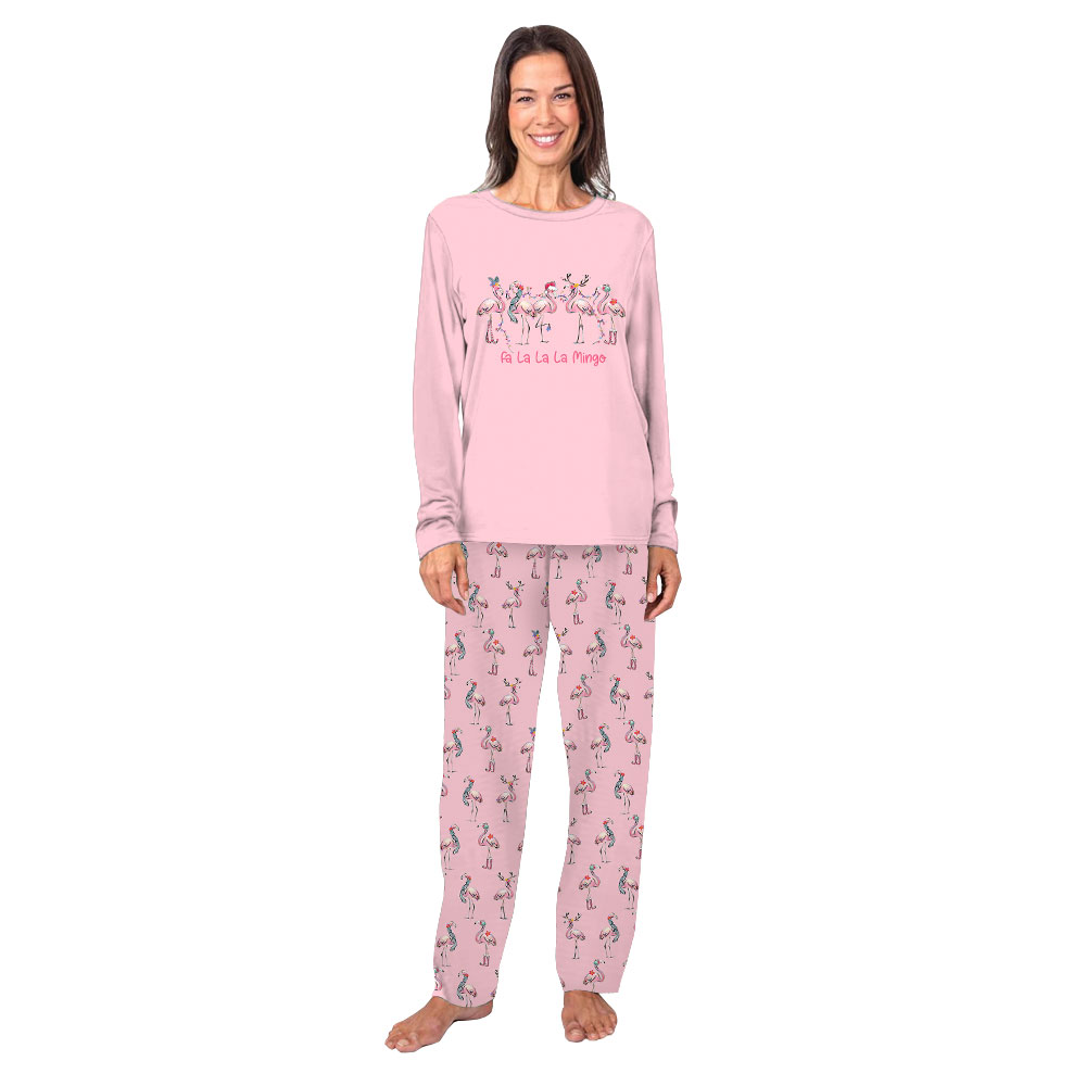 Pink Unisex Matching Family Flamingo Christmas Pajamas Pink Unisex Matching Family Flamingo Christmas Pajamas