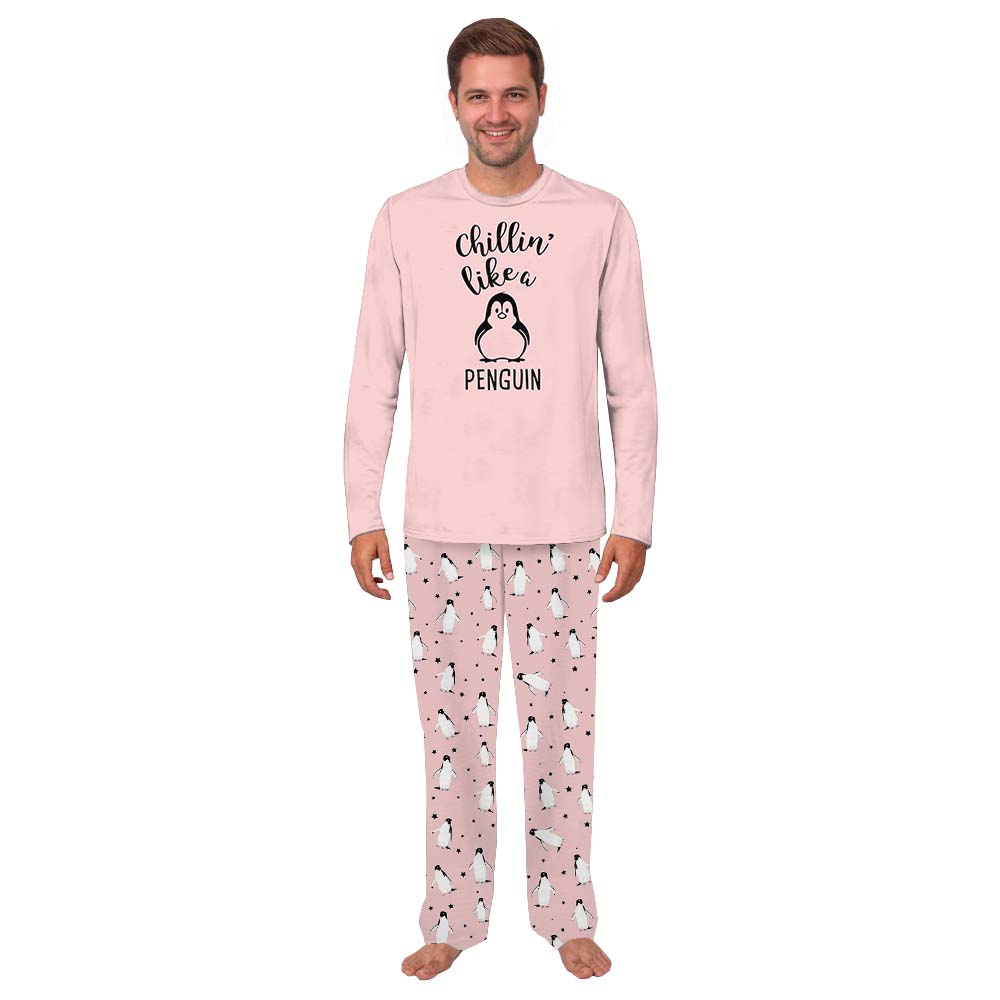 Pink Chillin' Like A Penguin Pajamas Matching With Dog Pink Chillin' Like A Penguin Pajamas Matching With Dog