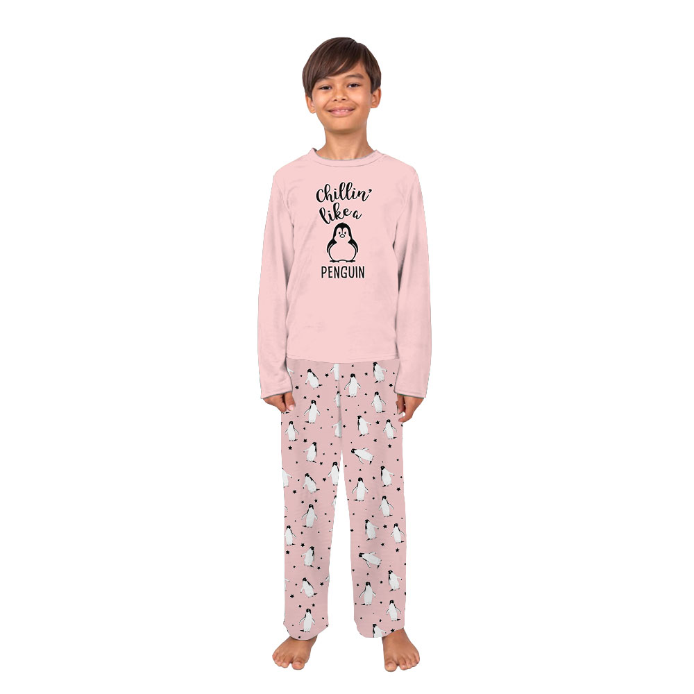 Pink Chillin' Like A Penguin Pajamas Matching With Dog Pink Chillin' Like A Penguin Pajamas Matching With Dog