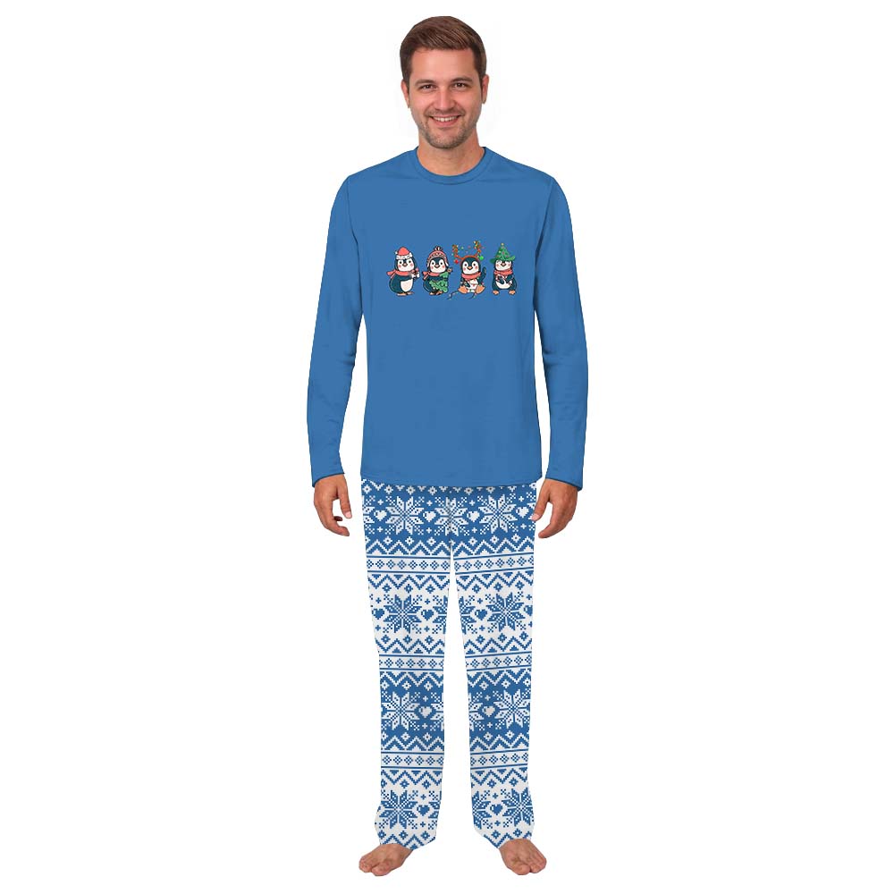 Festive Matching Family Christmas Penguin Pajamas Blue Festive Matching Family Christmas Penguin Pajamas Blue