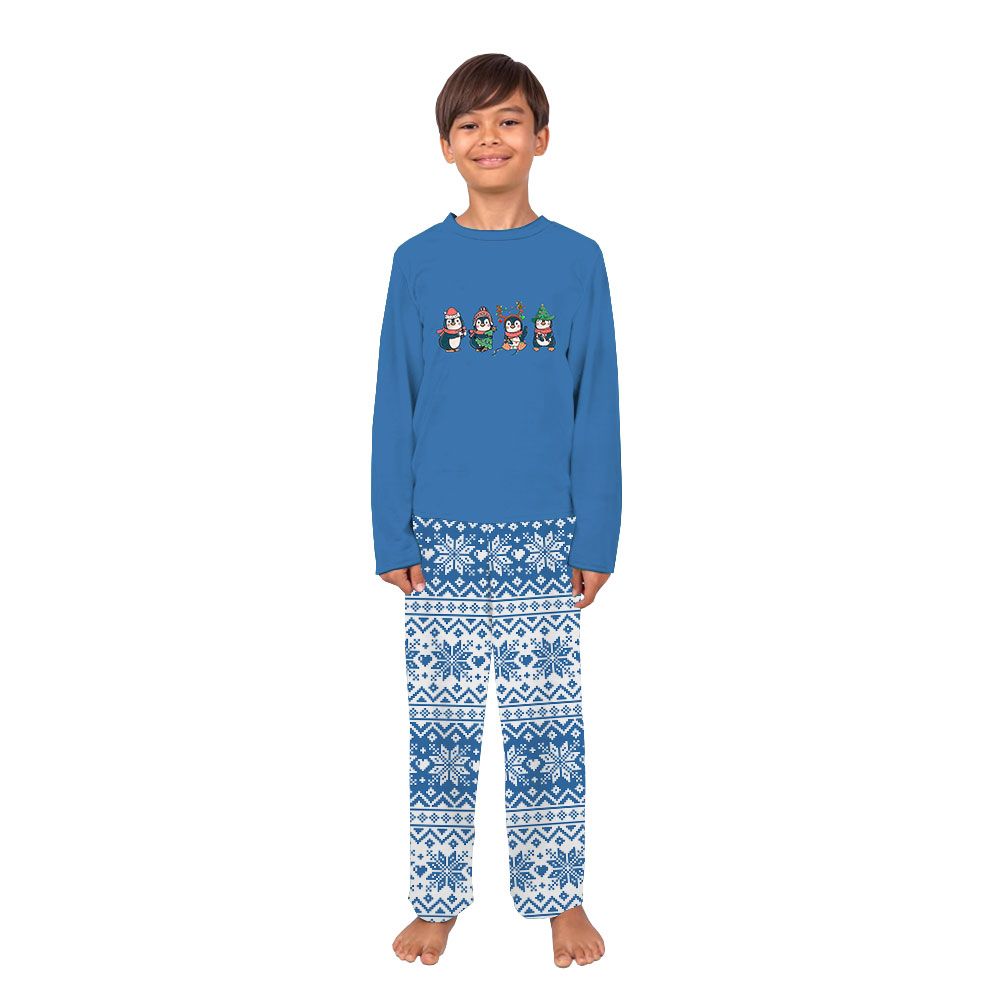 Festive Matching Family Christmas Penguin Pajamas Blue Festive Matching Family Christmas Penguin Pajamas Blue