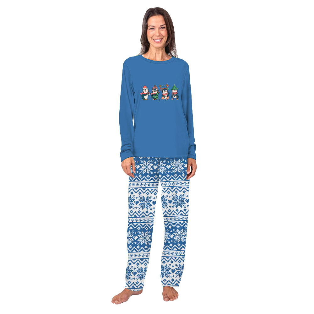 Festive Matching Family Christmas Penguin Pajamas Blue Festive Matching Family Christmas Penguin Pajamas Blue