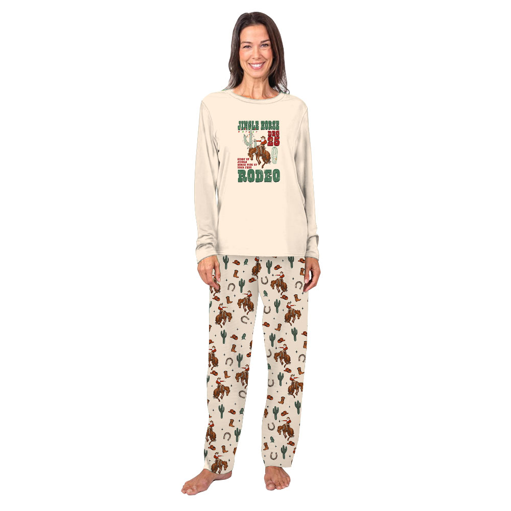 Jingle Horse Cowboy Santa Western Family Christmas Pajamas Jingle Horse Cowboy Santa Western Family Christmas Pajamas