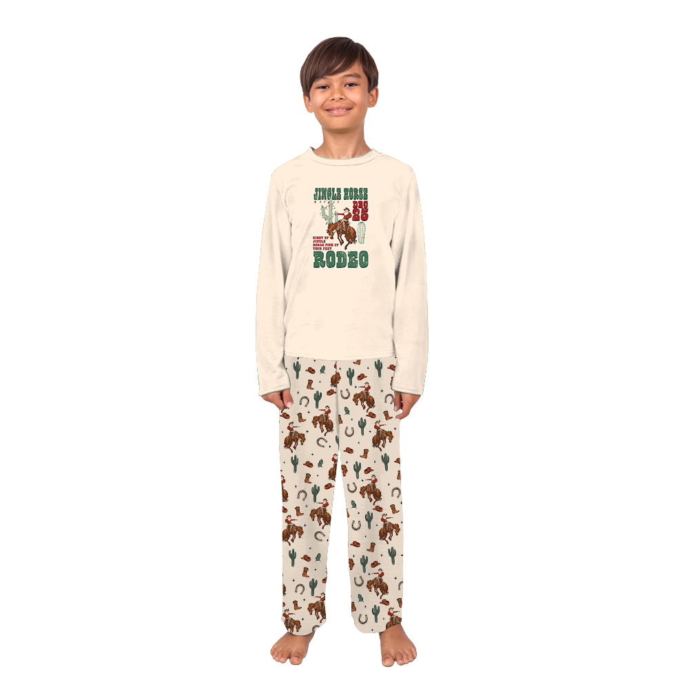 Jingle Horse Cowboy Santa Western Family Christmas Pajamas Jingle Horse Cowboy Santa Western Family Christmas Pajamas