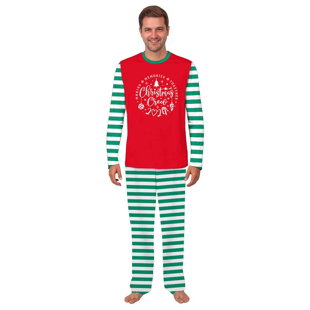Family Crew Red White And Green Striped Christmas Pajamas Family Crew Red White And Green Striped Christmas Pajamas