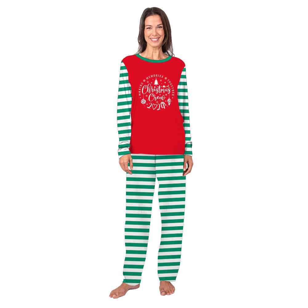 Family Crew Red White And Green Striped Christmas Pajamas Family Crew Red White And Green Striped Christmas Pajamas