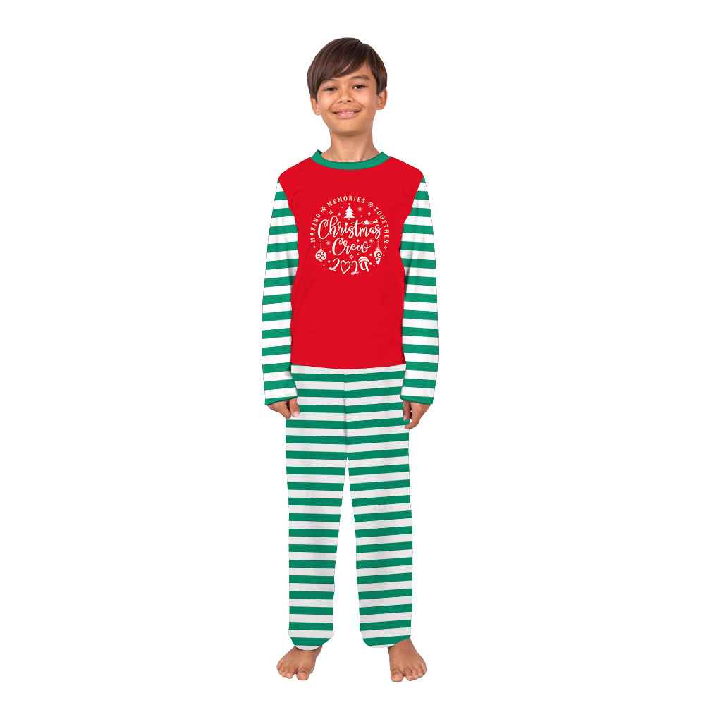 Family Crew Red White And Green Striped Christmas Pajamas Family Crew Red White And Green Striped Christmas Pajamas