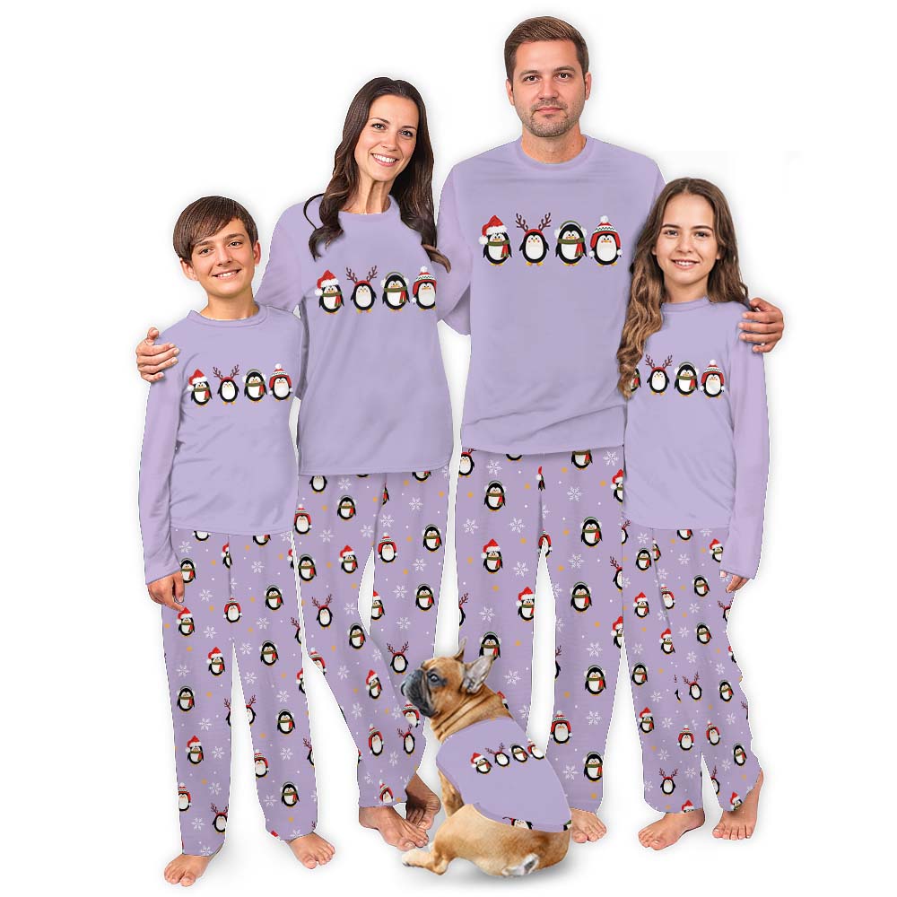 Unique Matching Family Christmas Penguin Pajamas Purple Unique Matching Family Christmas Penguin Pajamas Purple