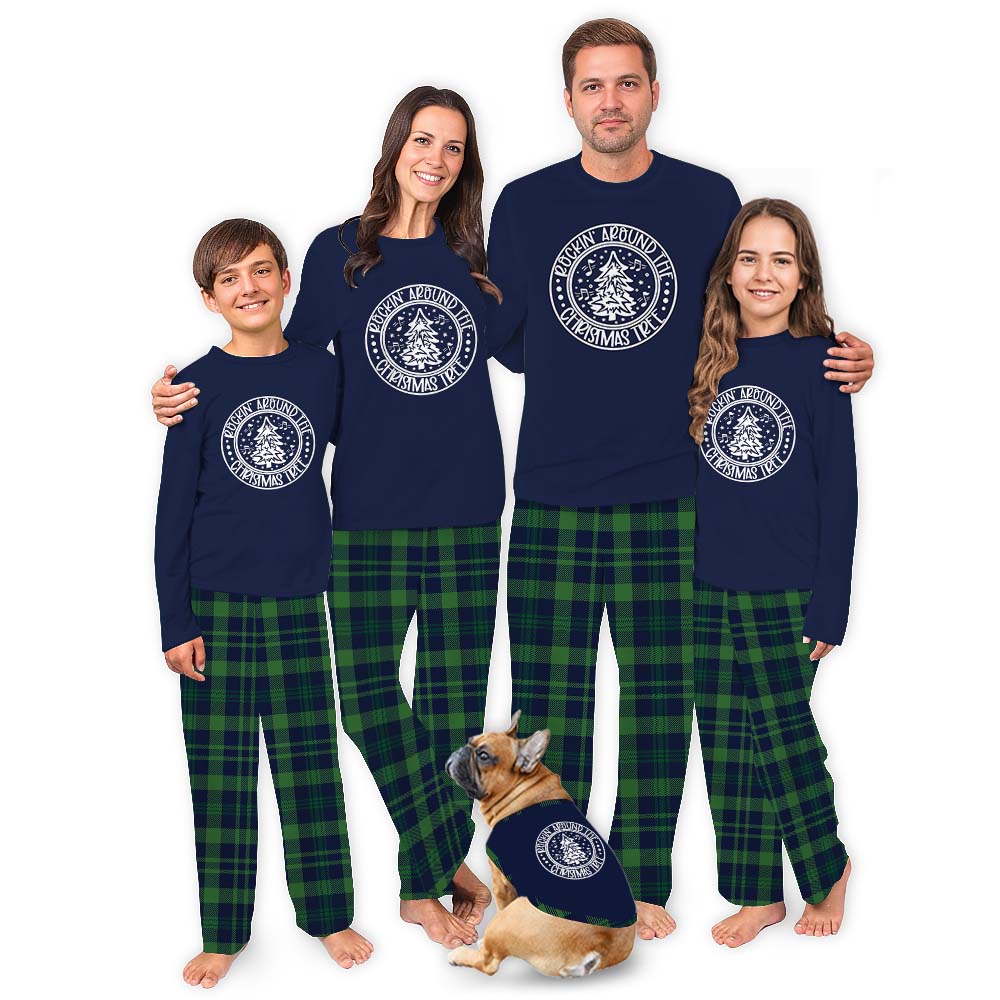 Rockin' Around The Christmas Tree Pajamas Green Navy Plaid Rockin' Around The Christmas Tree Pajamas Green Navy Plaid