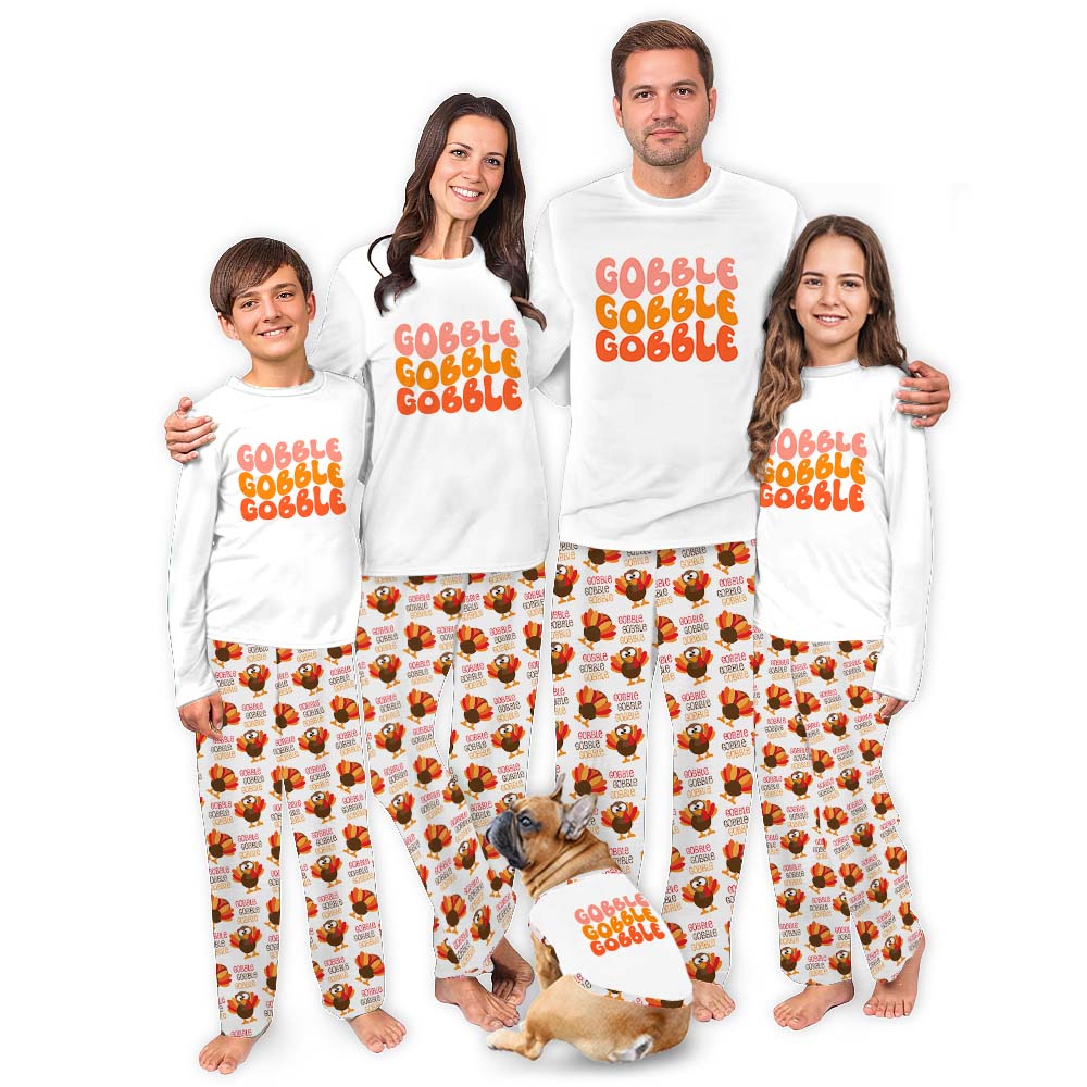 Playful Gobble Matching Thanksgiving PJs Tops and Bottoms Playful Gobble Matching Thanksgiving PJs Tops and Bottoms