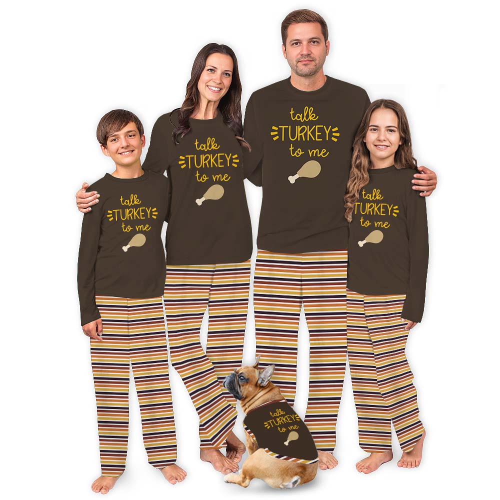 Unique Talk Turkey To Me Family Thanksgiving Sleepwear Brown Unique Talk Turkey To Me Family Thanksgiving Sleepwear Brown