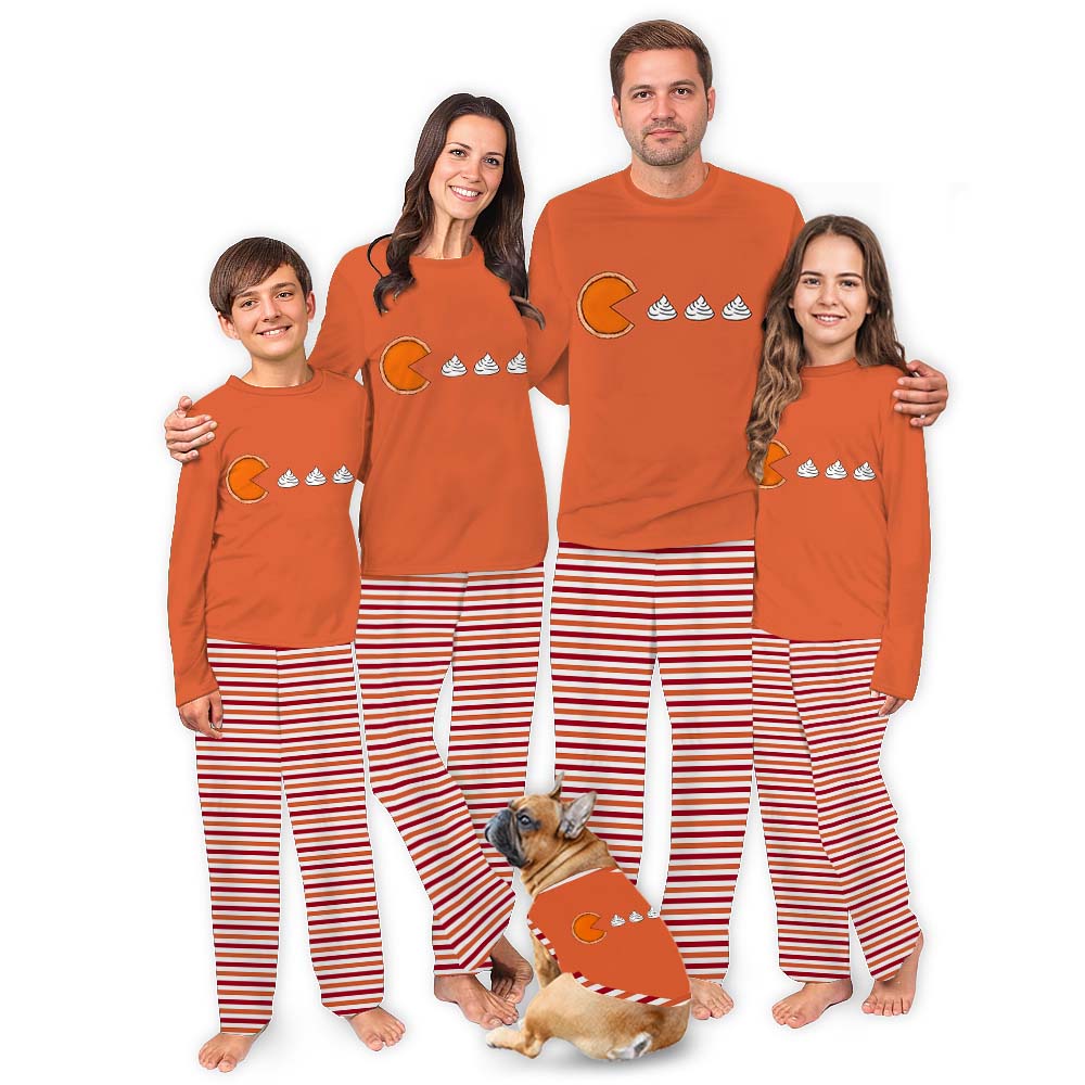 Pumpkin Pie Family Thanksgiving Jammies Orange Striped