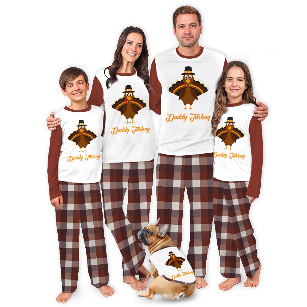 Customized Turkey Thanksgiving Jammies For Family Plaid Customized Turkey Thanksgiving Jammies For Family Plaid