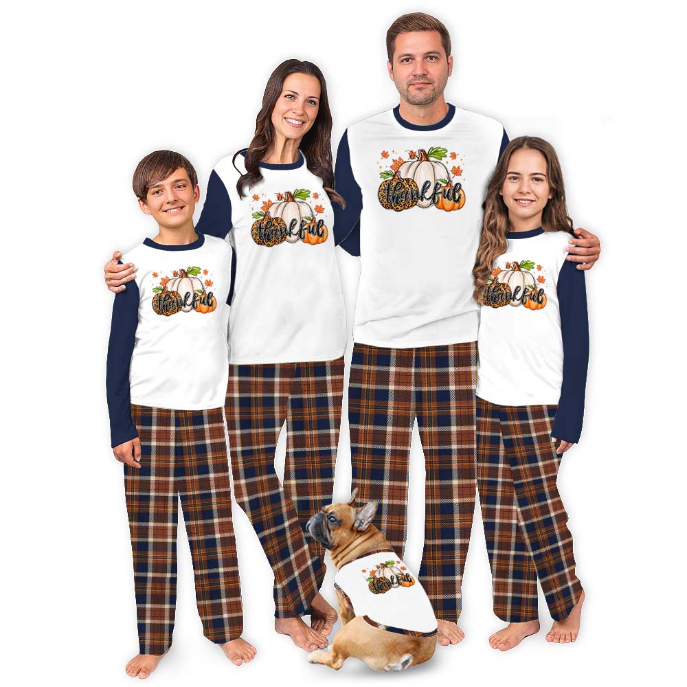 Matching Family Pumpkin Thankful Thanksgiving Pajamas Matching Family Pumpkin Thankful Thanksgiving Pajamas