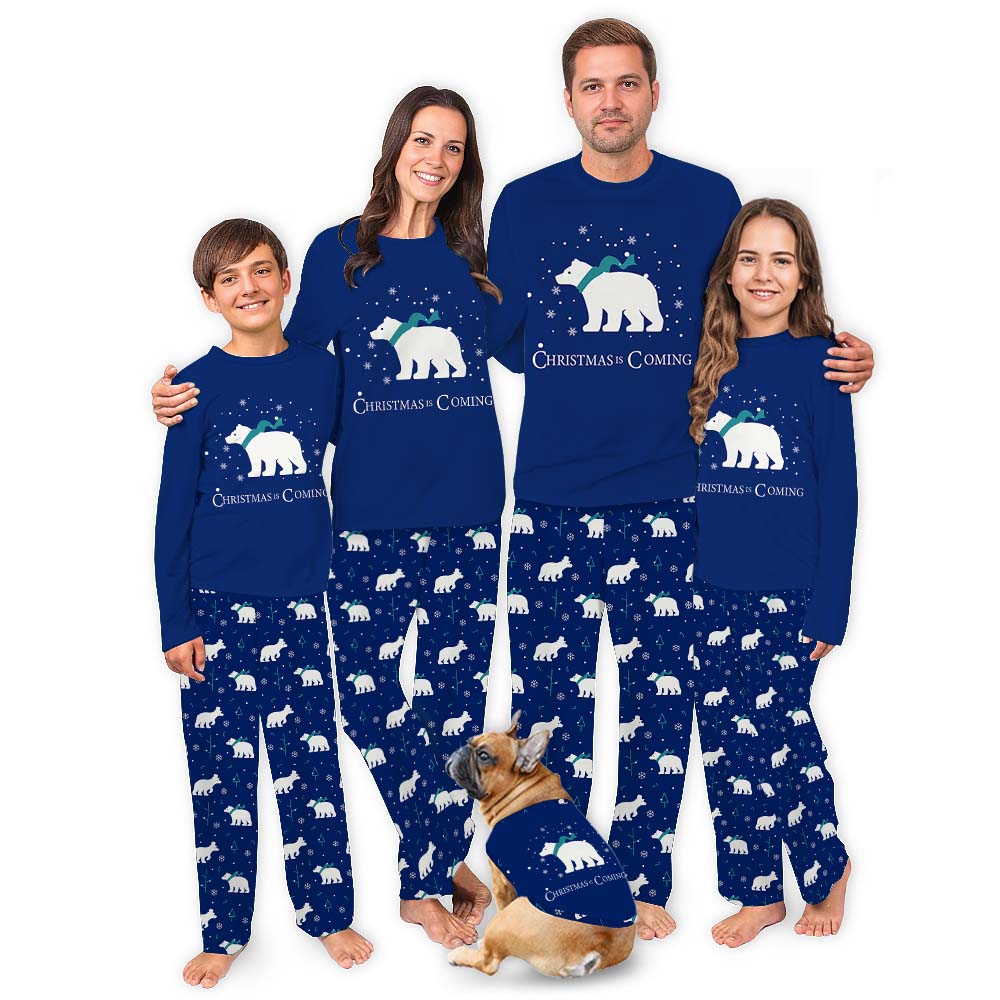 Cute Bear Family Pajamas Matching Christmas Blue Cute Bear Family Pajamas Matching Christmas Blue