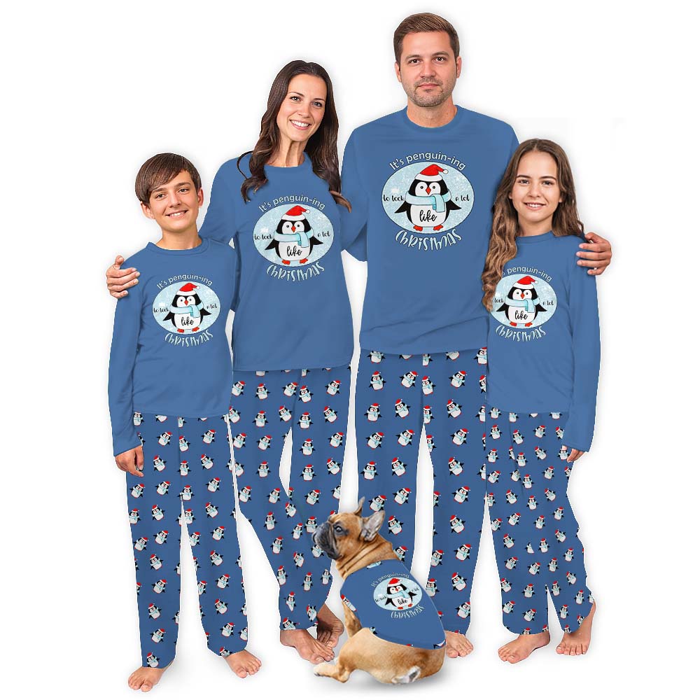 Penguin Family Sleepwear Christmas Blue