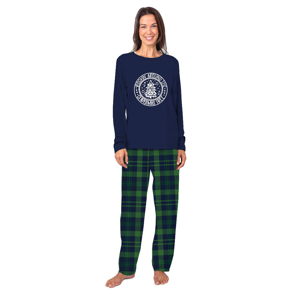 Rockin' Around The Christmas Tree Pajamas Green Navy Plaid Rockin' Around The Christmas Tree Pajamas Green Navy Plaid