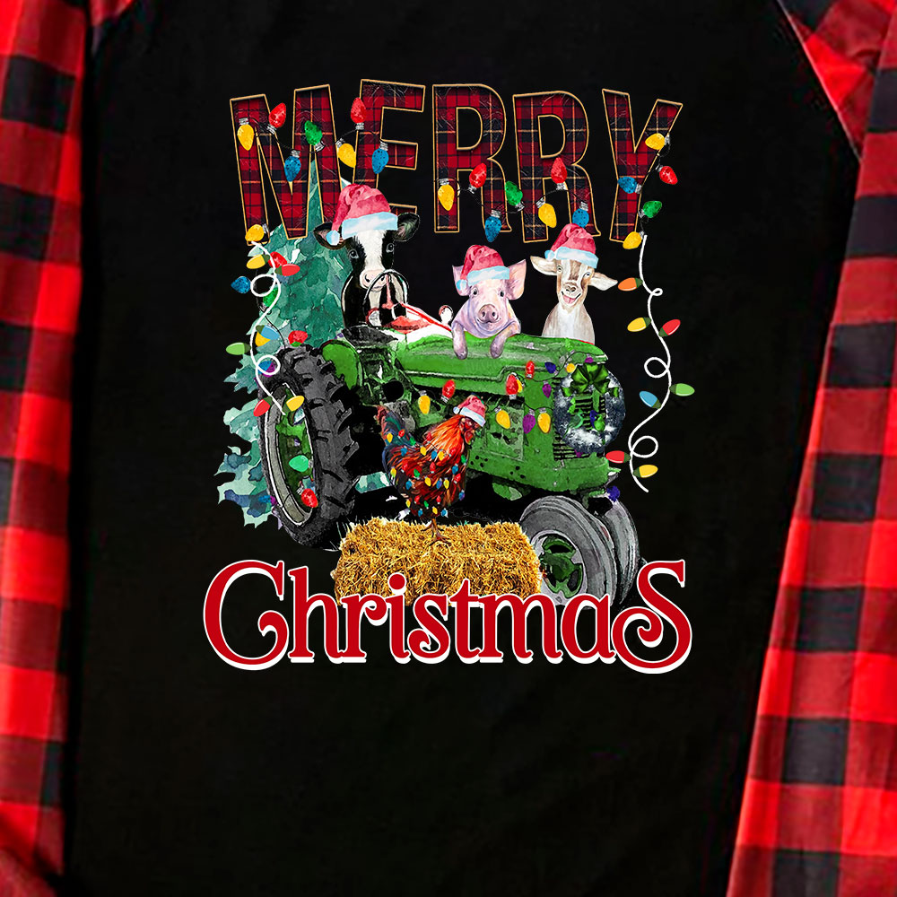 Green Tractor Farm Animal Christmas Jammies For Family
