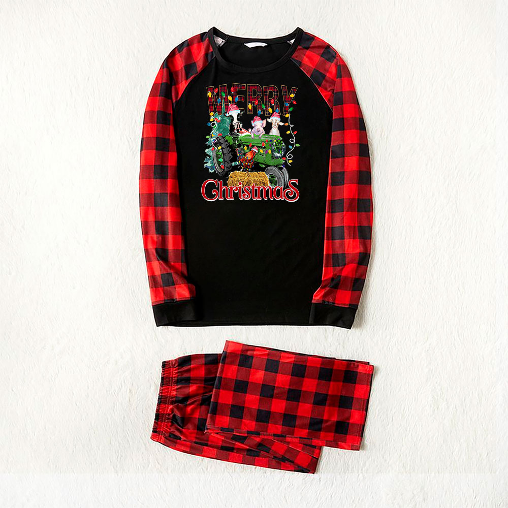 Green Tractor Farm Animal Christmas Jammies For Family