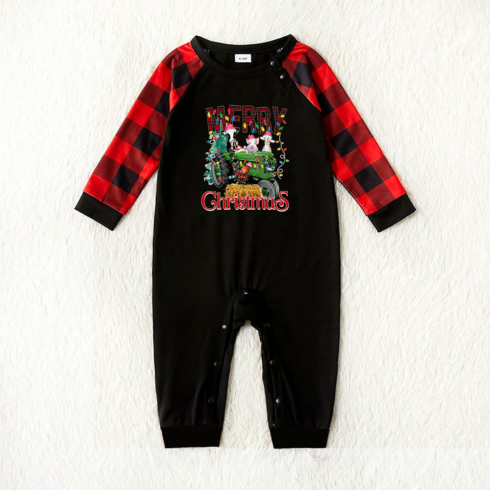 Green Tractor Farm Animal Christmas Jammies For Family