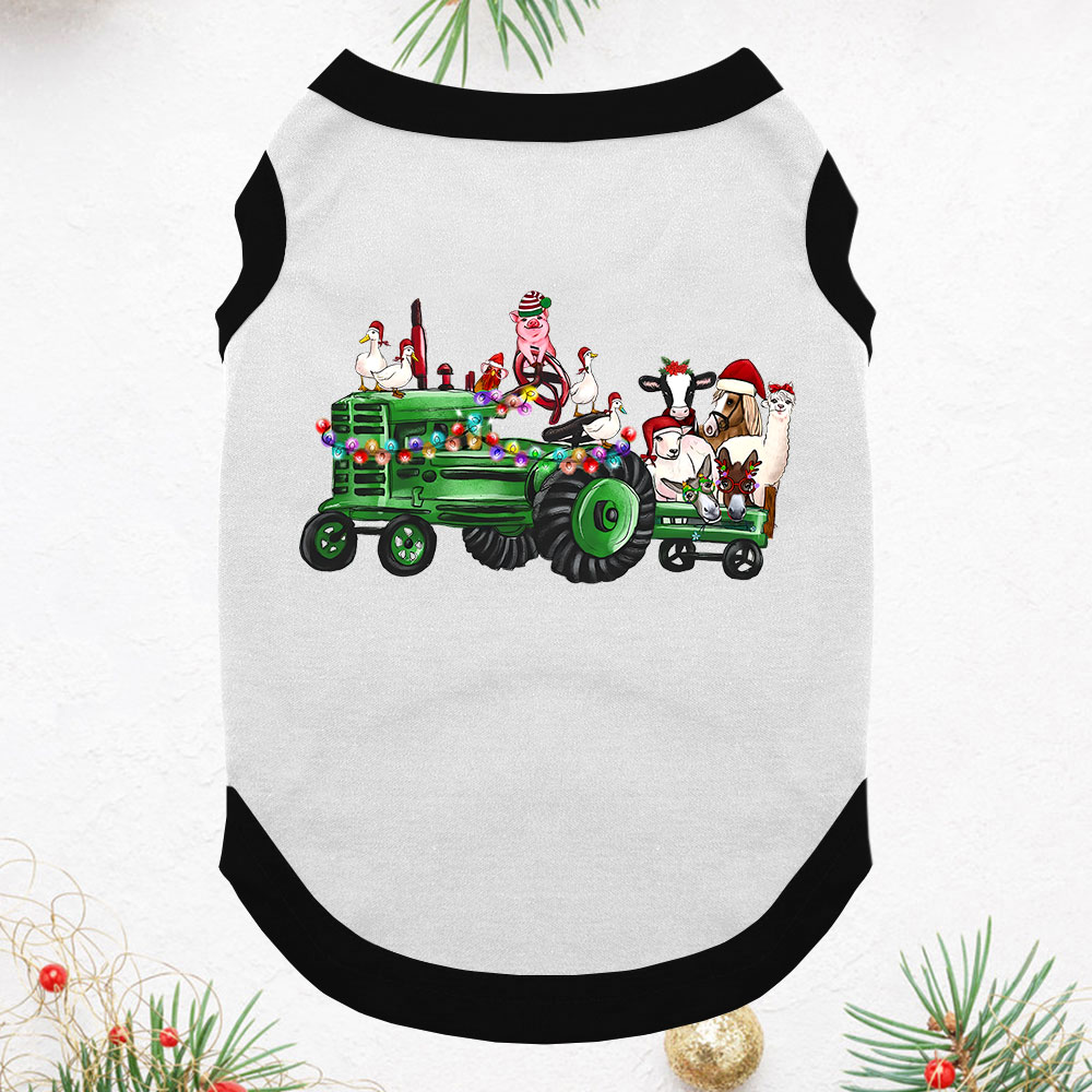 Green Tractor Farm Animal Family Pajama Sets Plaid