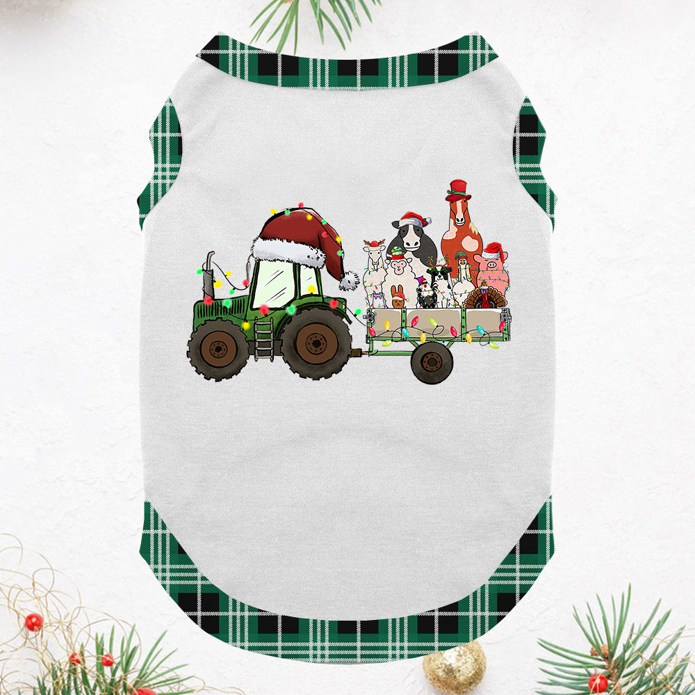 Green Tractor Farm Animal Matching Christmas Pajamas Green Tractor Farm Animal Matching Christmas Pajamas