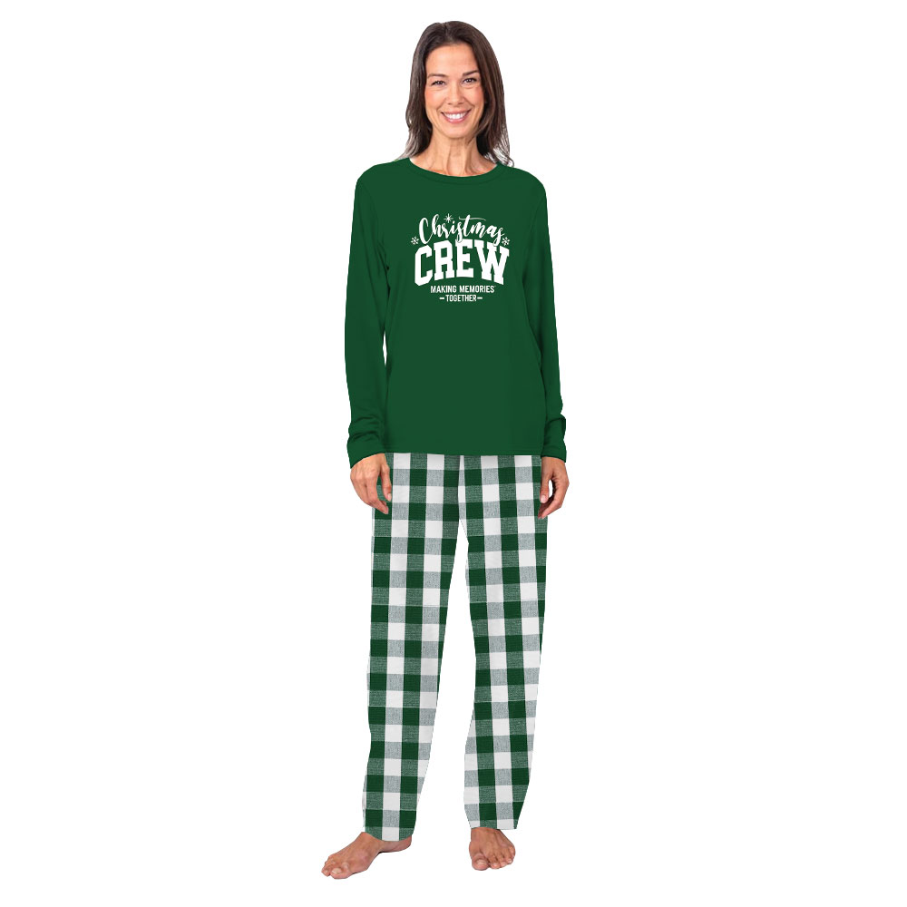Unique Green And White Plaid Christmas Pajamas For Family Crew Unique Green And White Plaid Christmas Pajamas For Family Crew