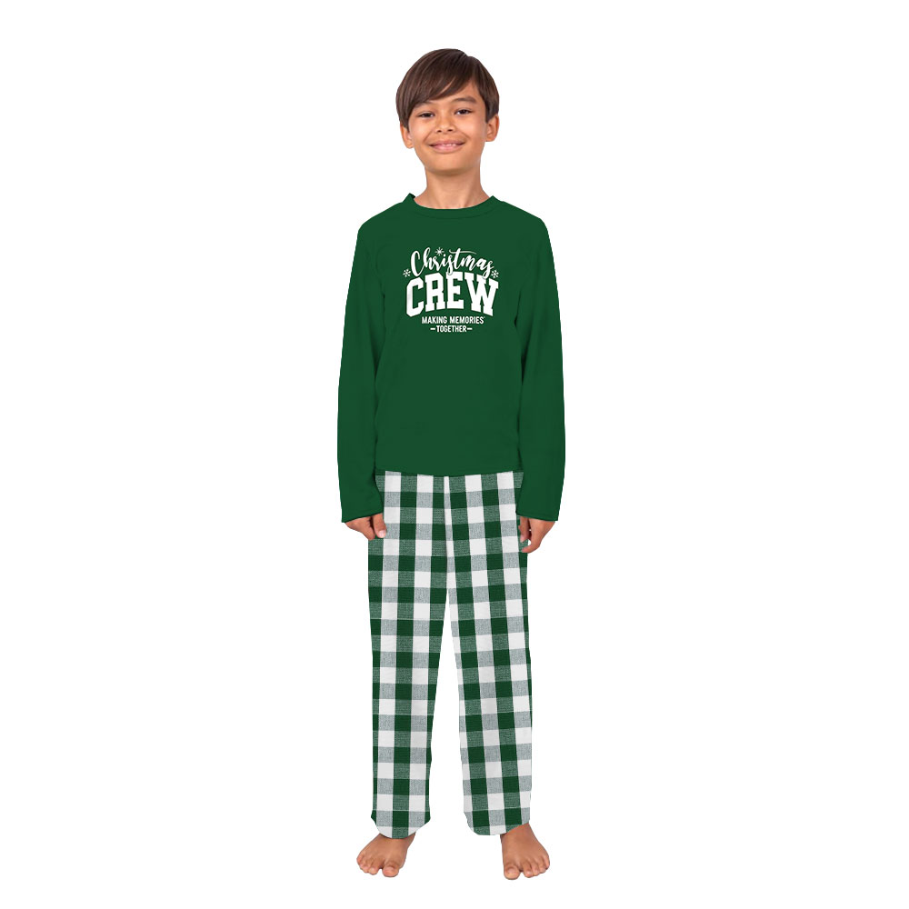 Unique Green And White Plaid Christmas Pajamas For Family Crew Unique Green And White Plaid Christmas Pajamas For Family Crew