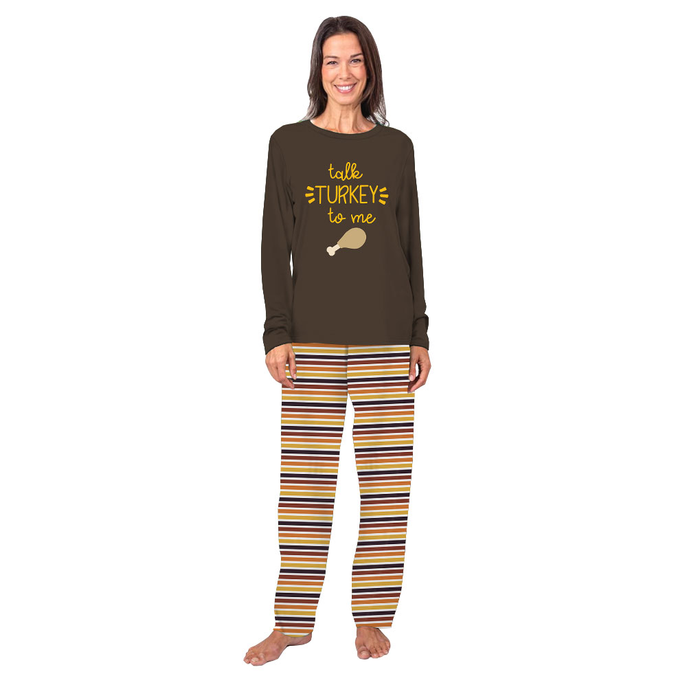 Unique Talk Turkey To Me Family Thanksgiving Sleepwear Brown Unique Talk Turkey To Me Family Thanksgiving Sleepwear Brown