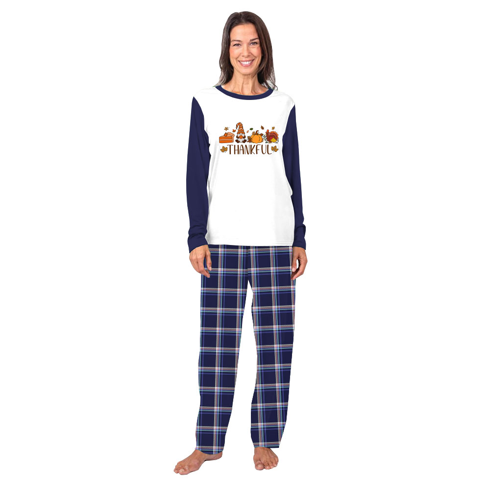 Unisex Thankful Family Thanksgiving Pajamas Navy Plaid Unisex Thankful Family Thanksgiving Pajamas Navy Plaid
