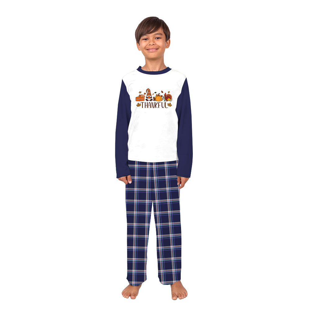 Unisex Thankful Family Thanksgiving Pajamas Navy Plaid Unisex Thankful Family Thanksgiving Pajamas Navy Plaid