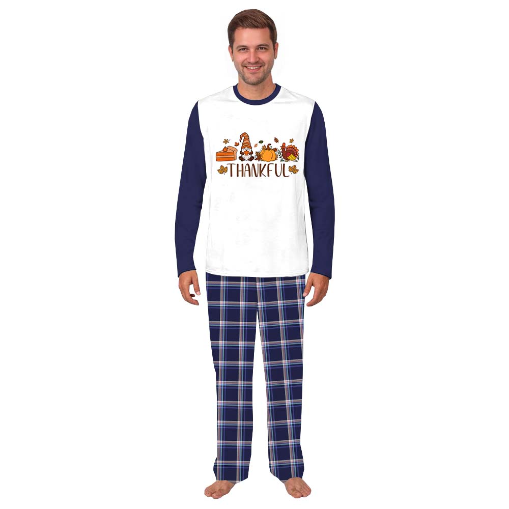 Unisex Thankful Family Thanksgiving Pajamas Navy Plaid Unisex Thankful Family Thanksgiving Pajamas Navy Plaid