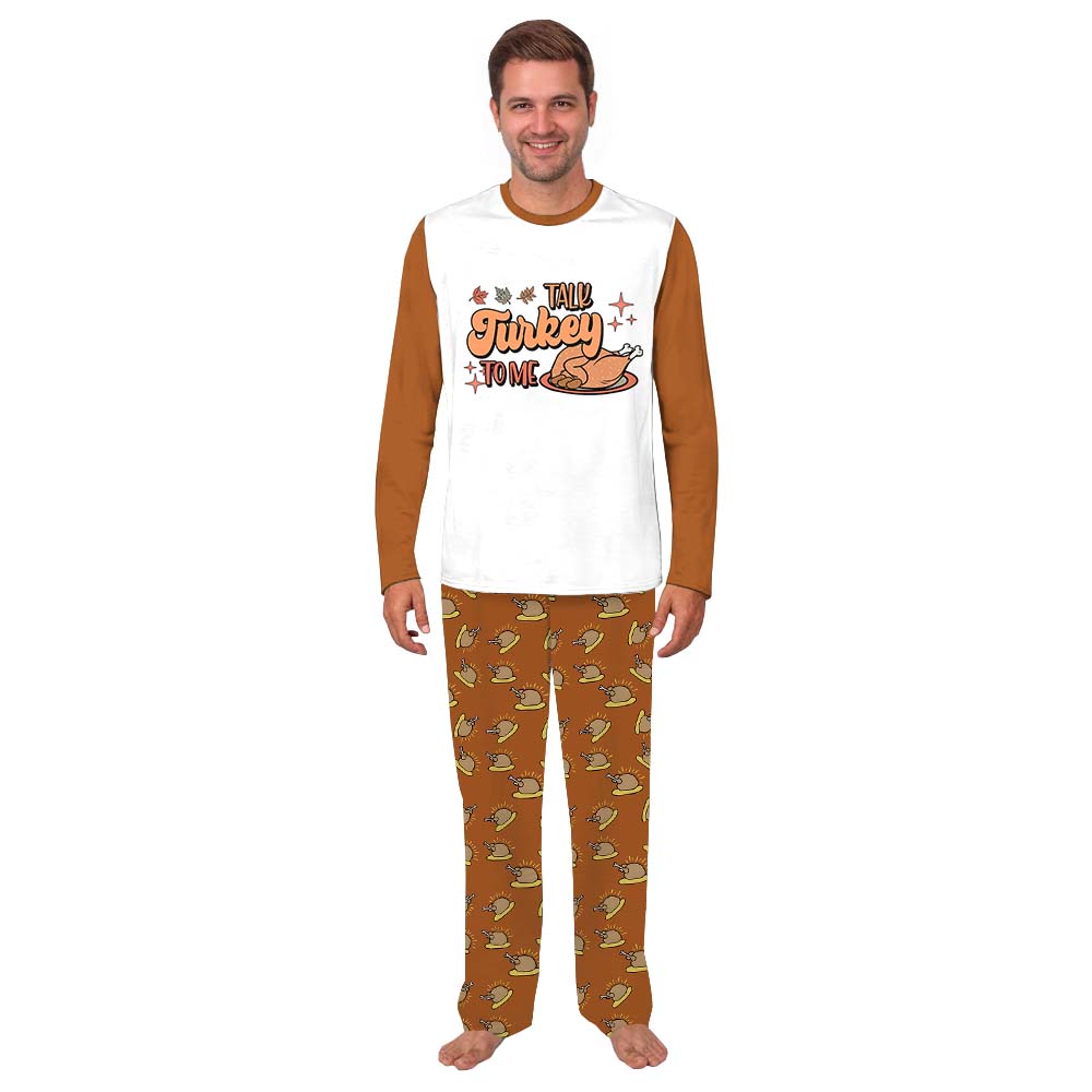 Funny Talk Turkey To Me Thanksgiving Family Pajama Sets Funny Talk Turkey To Me Thanksgiving Family Pajama Sets