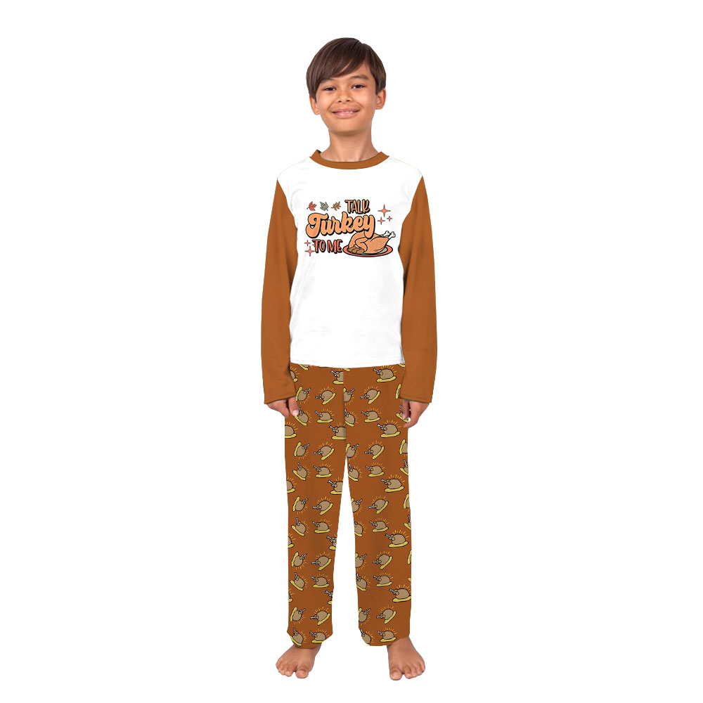 Funny Talk Turkey To Me Thanksgiving Family Pajama Sets Funny Talk Turkey To Me Thanksgiving Family Pajama Sets