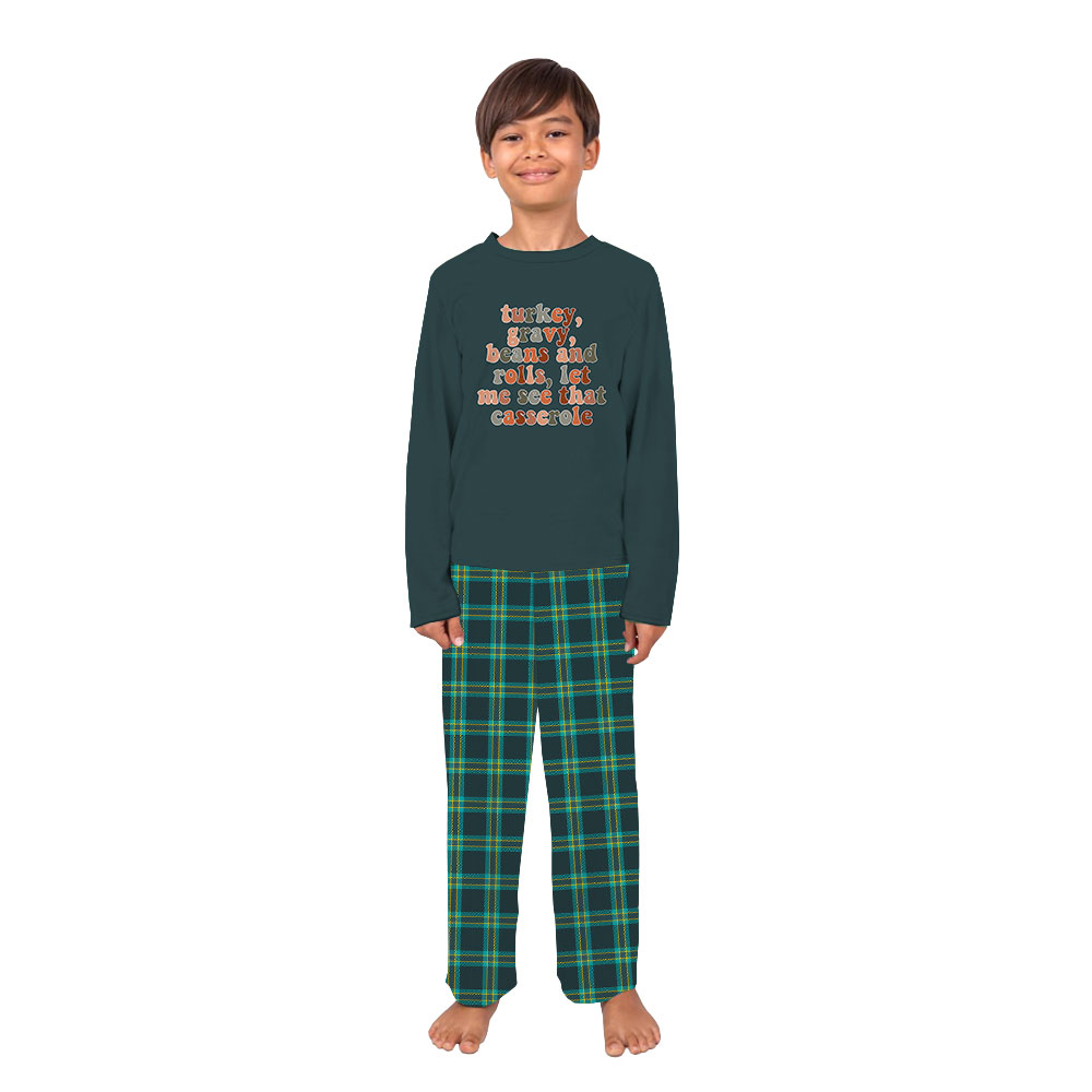 Unisex Matching Holiday Pajamas For Thanksgiving Green Plaid