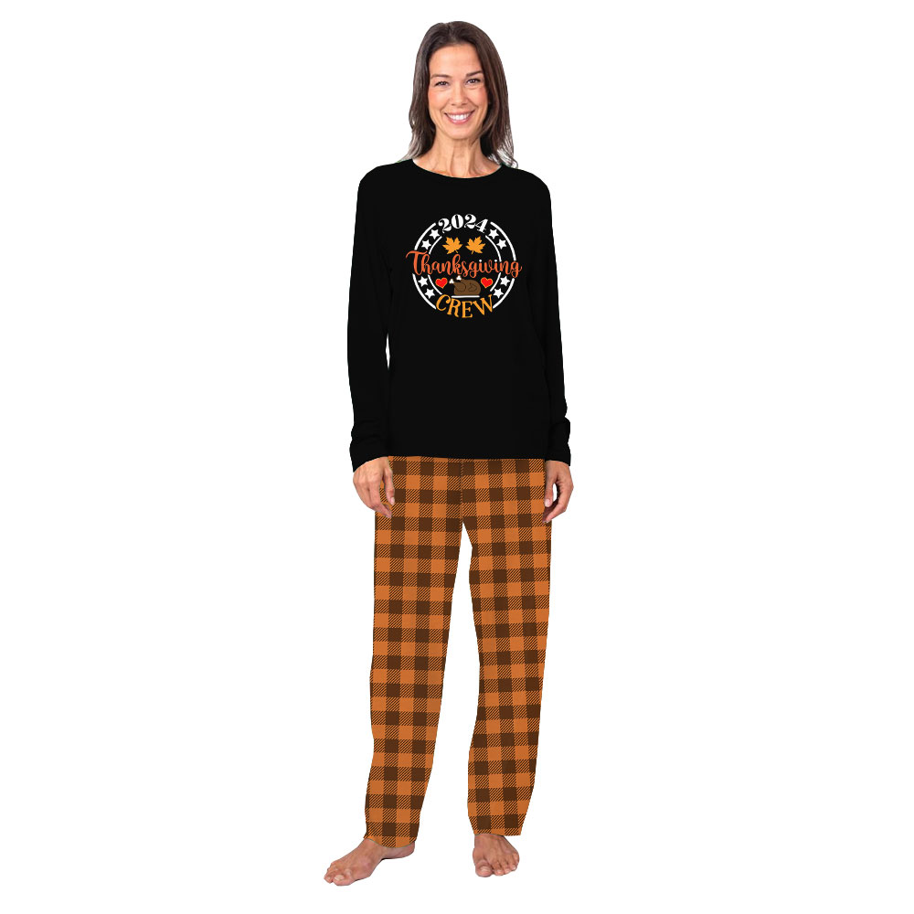 Crew Thanksgiving Family Pajamas 2024 Orange Plaid Crew Thanksgiving Family Pajamas 2024 Orange Plaid
