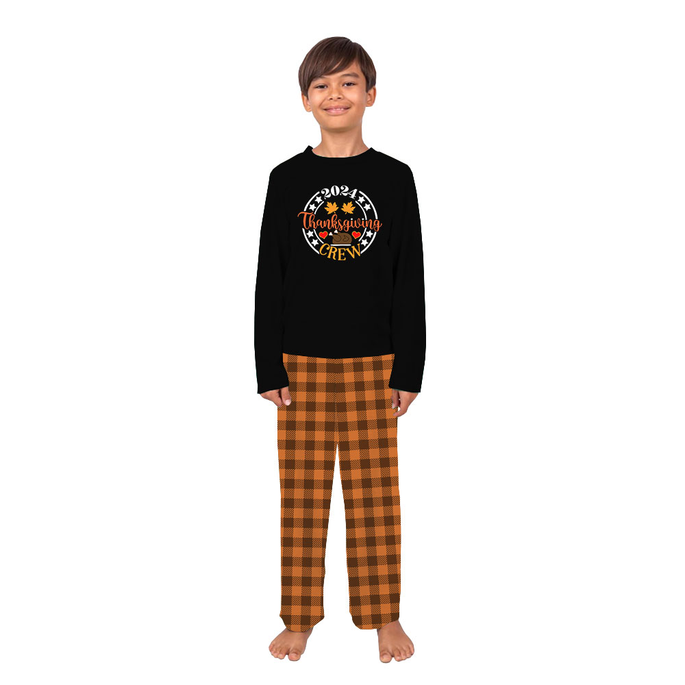 Crew Thanksgiving Family Pajamas 2024 Orange Plaid Crew Thanksgiving Family Pajamas 2024 Orange Plaid