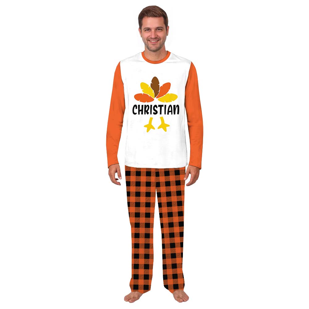 Unique Custom Turkey Family Thanksgiving Pjs Orange Plaid Unique Custom Turkey Family Thanksgiving Pjs Orange Plaid