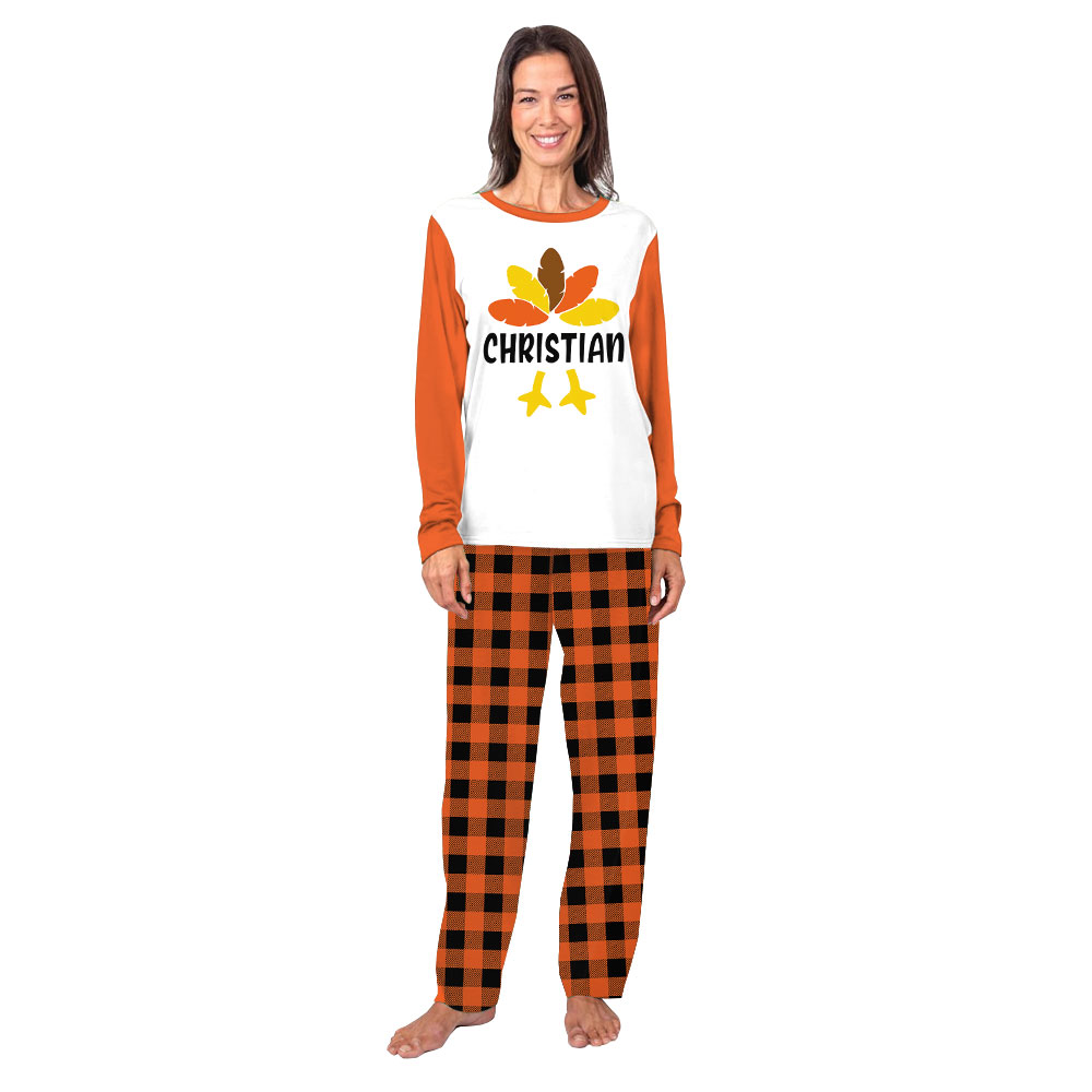 Unique Custom Turkey Family Thanksgiving Pjs Orange Plaid Unique Custom Turkey Family Thanksgiving Pjs Orange Plaid