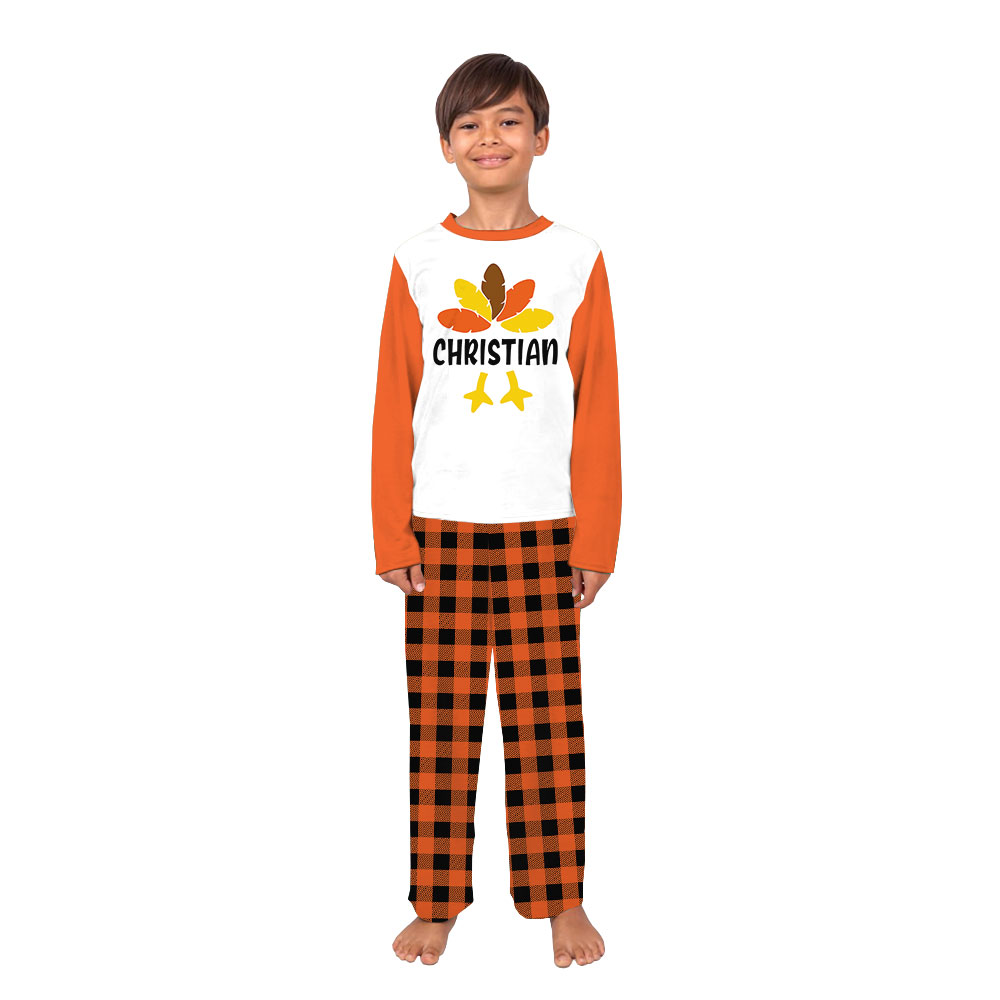 Unique Custom Turkey Family Thanksgiving Pjs Orange Plaid Unique Custom Turkey Family Thanksgiving Pjs Orange Plaid