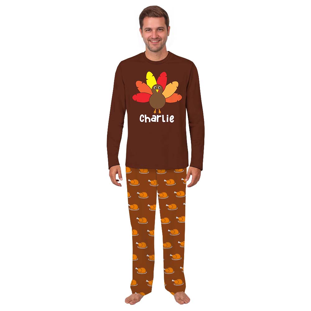 Unisex Turkey Family Thanksgiving Pajamas Personalized Name