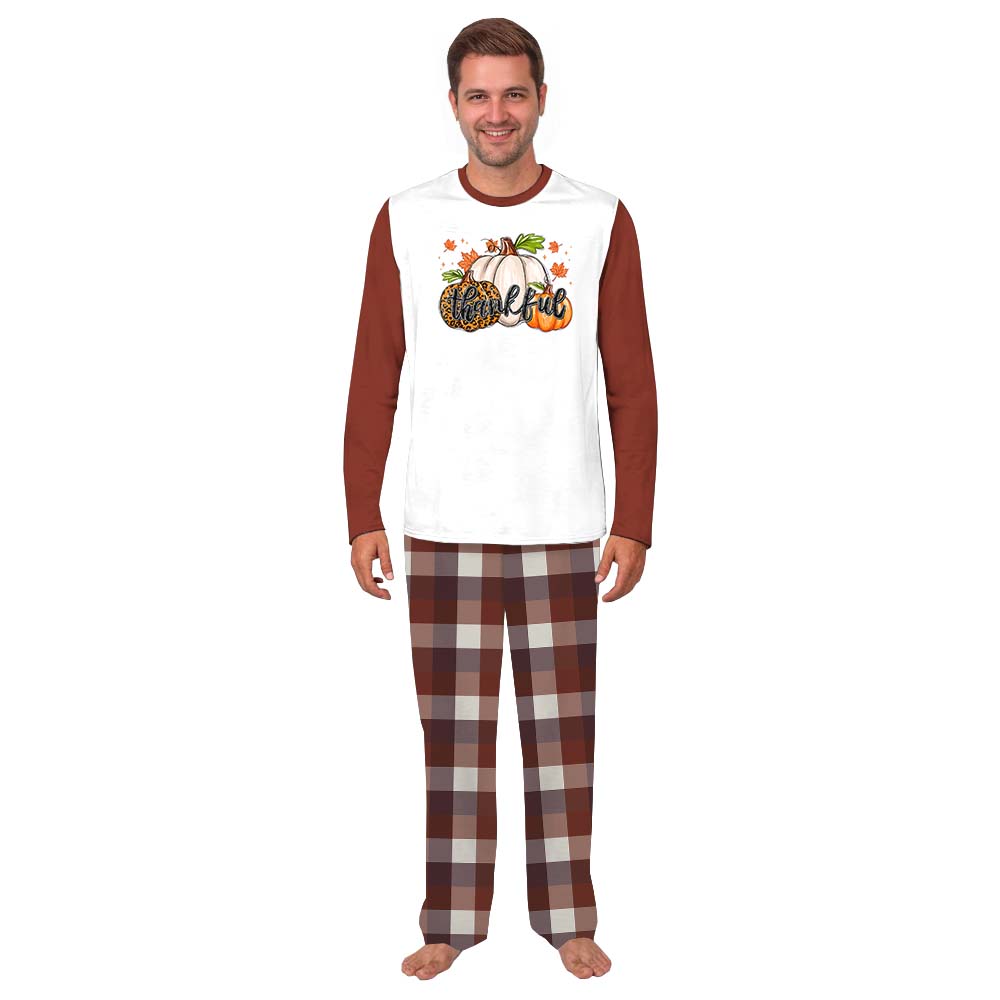 Thankful Family Thanksgiving Jammies Brown Plaid