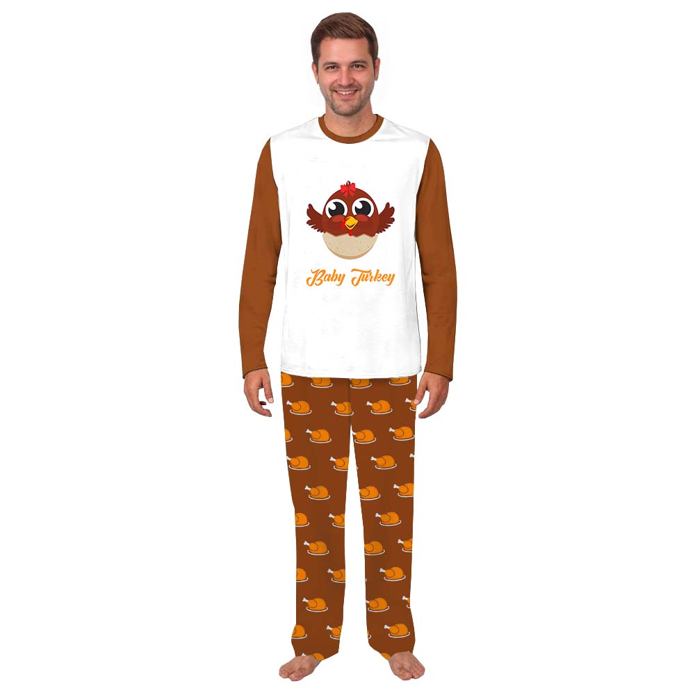 Personalized Name Turkey Thanksgiving Pjs Brown White Personalized Name Turkey Thanksgiving Pjs Brown White