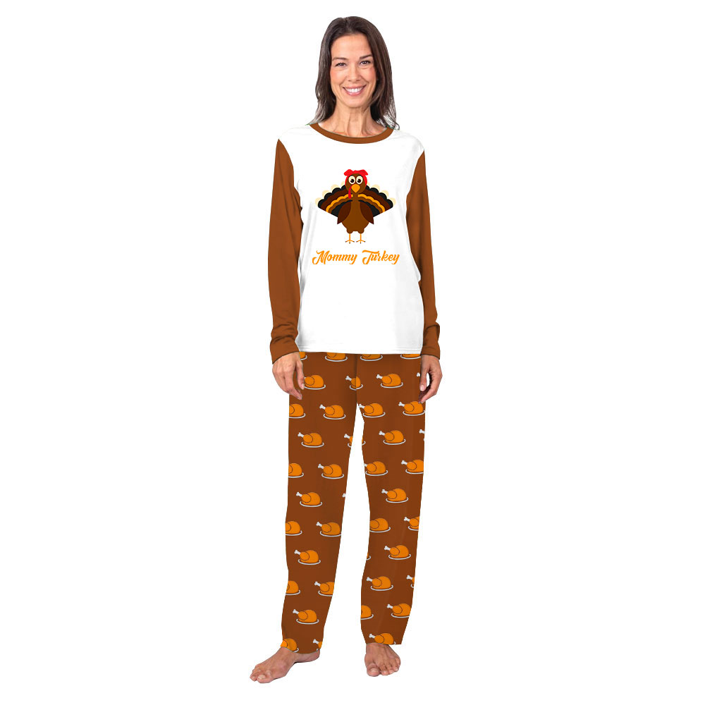 Personalized Name Turkey Thanksgiving Pjs Brown White Personalized Name Turkey Thanksgiving Pjs Brown White